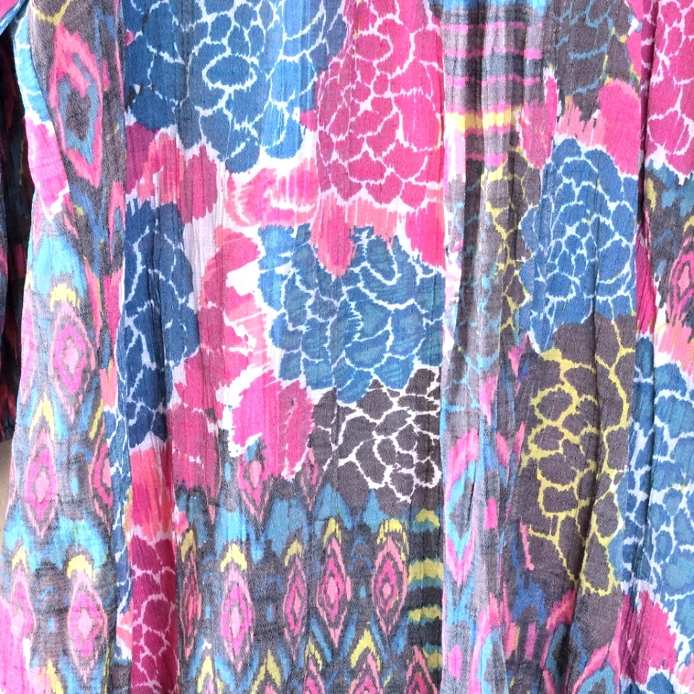 Anthropologie Fig and Flower Blouse Top Pink & Blue Floral Lace Back Boho 2X - Picture 5 of 12